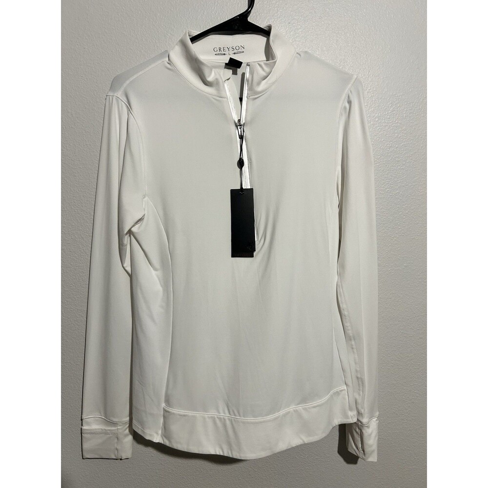 NWT Greyson Ladies Halley Quarter Zip Womens L Long Sleeve Golf Top Arctic White